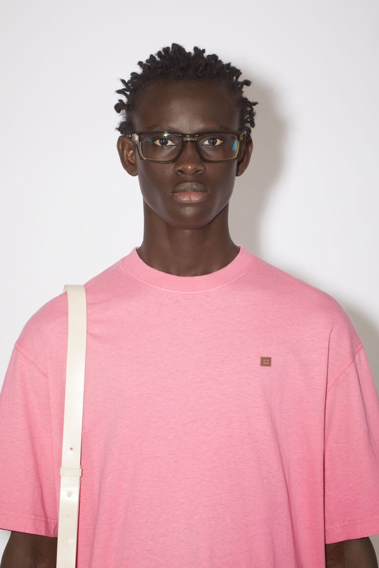 Pink Acne Studios Crew Neck Men's T Shirts | OXKY-54092