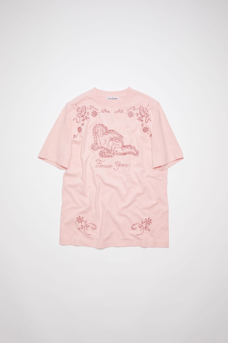 Pink Acne Studios Embroidered Women's T Shirts | WHSM-42950