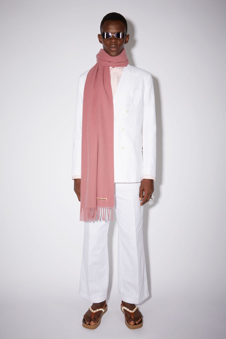 Pink Acne Studios Fringe Wool - Narrow Scarf | ZROW-25708