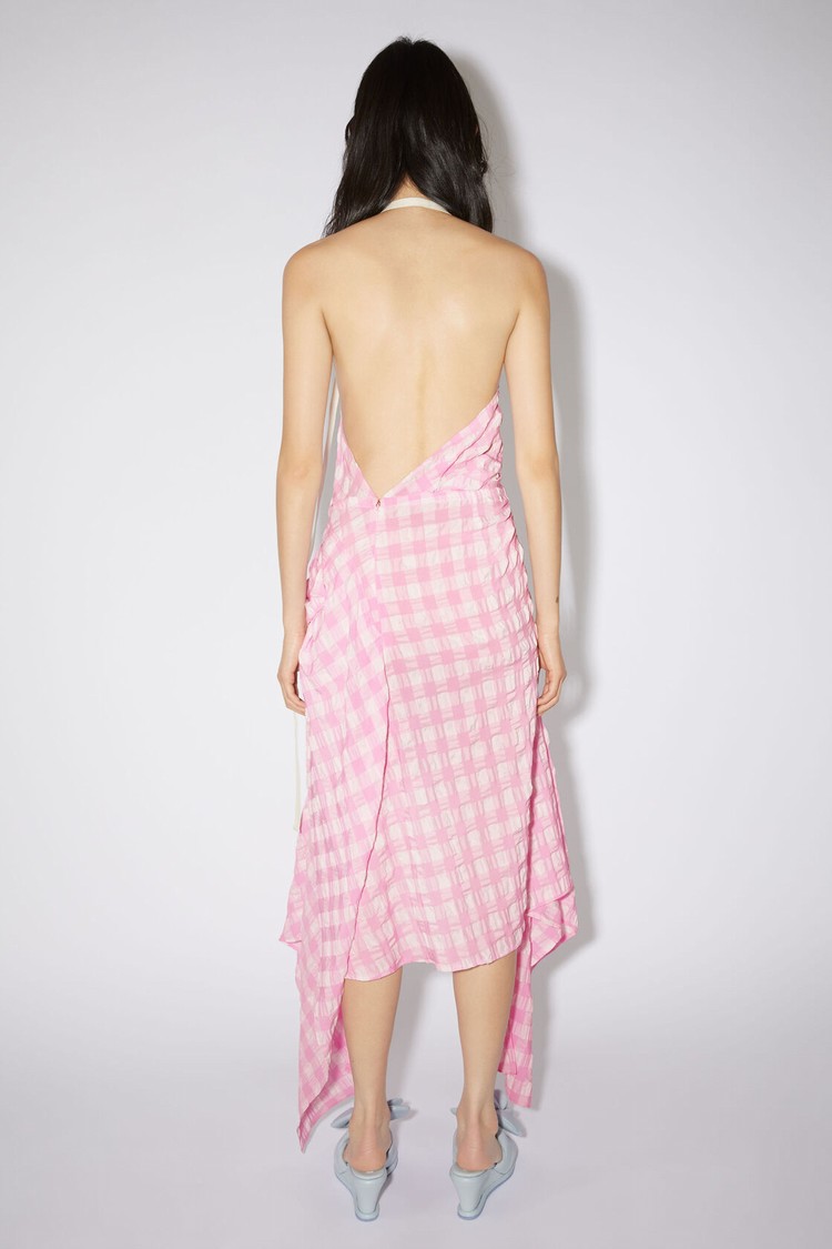 Pink Acne Studios Gingham Bow Women's Dress | JVZS-08952