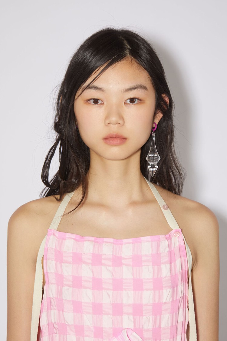 Pink Acne Studios Gingham Bow Women's Dress | JVZS-08952