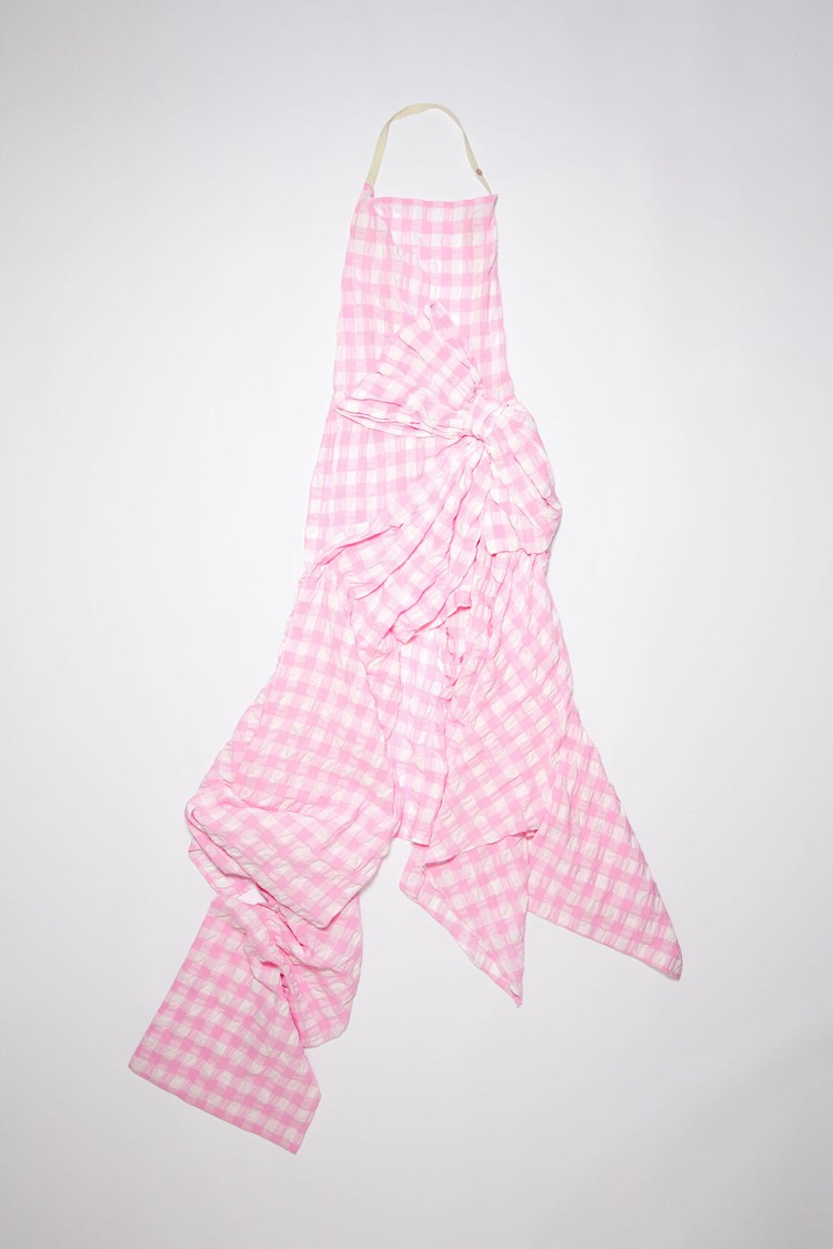 Pink Acne Studios Gingham Bow Women's Dress | JVZS-08952