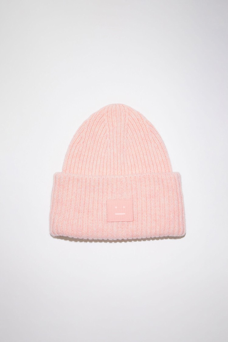 Pink Acne Studios Large Face Logo Beanie | UQPN-86429