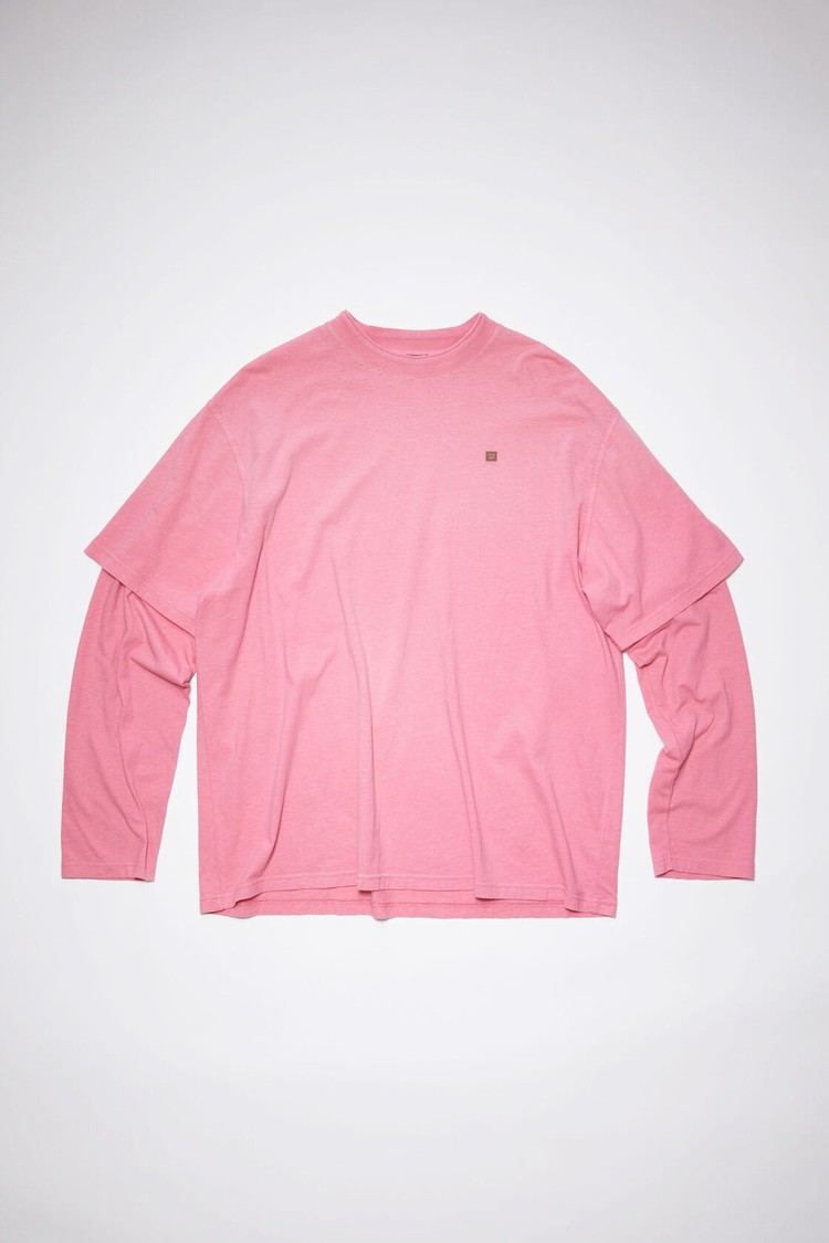 Pink Acne Studios Layered Men's T Shirts | KWAD-64052