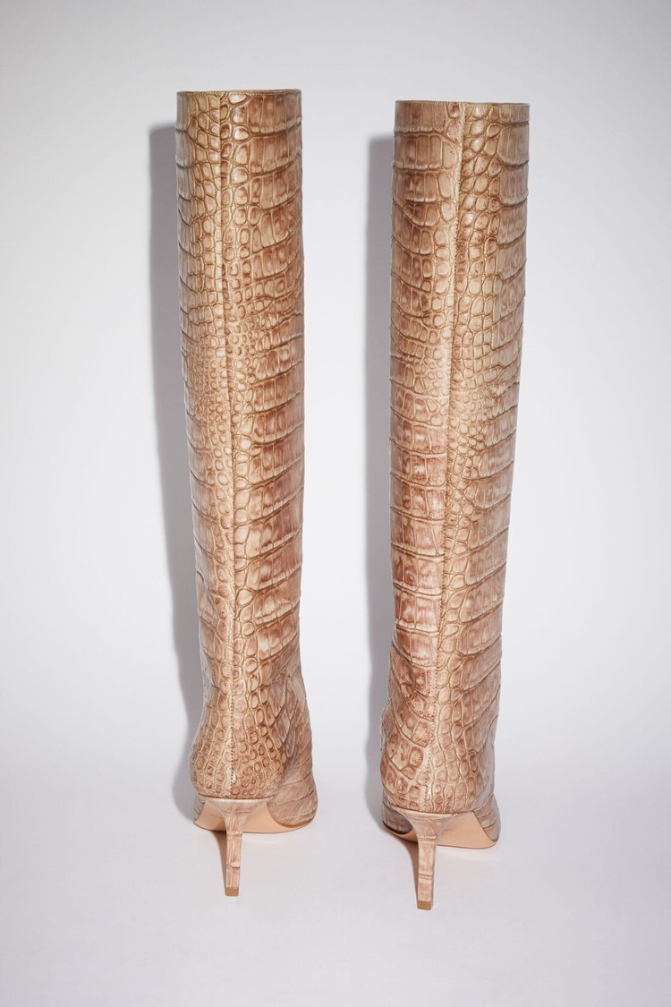 Pink Acne Studios Leather Embossed Women's Heeled Boots | PJXY-80295