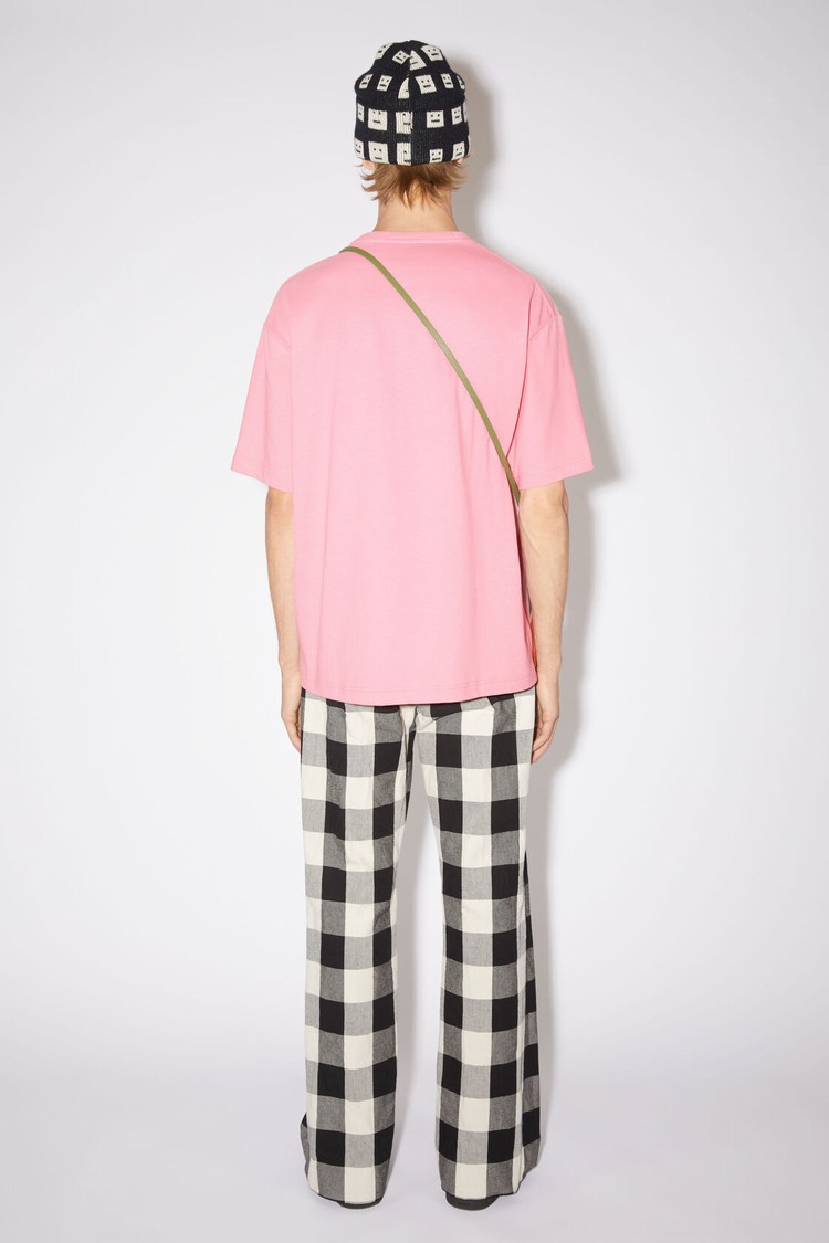 Pink Acne Studios Logo Men's T Shirts | ZHXO-65209