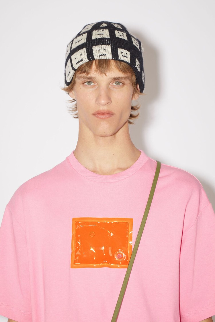 Pink Acne Studios Logo Men's T Shirts | ZHXO-65209