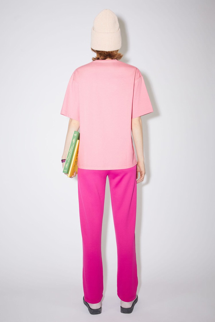 Pink Acne Studios Logo Women's T Shirts | DIFY-84165