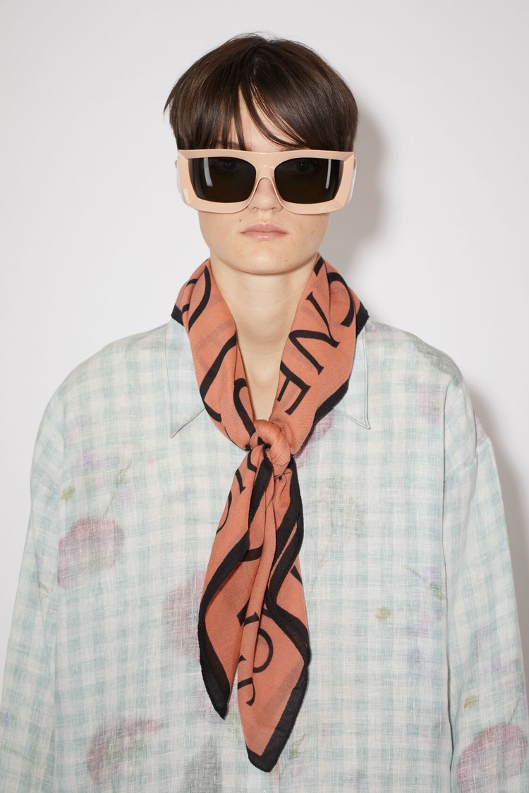 Pink Acne Studios Logo Wool Square Scarf | CXTS-72350