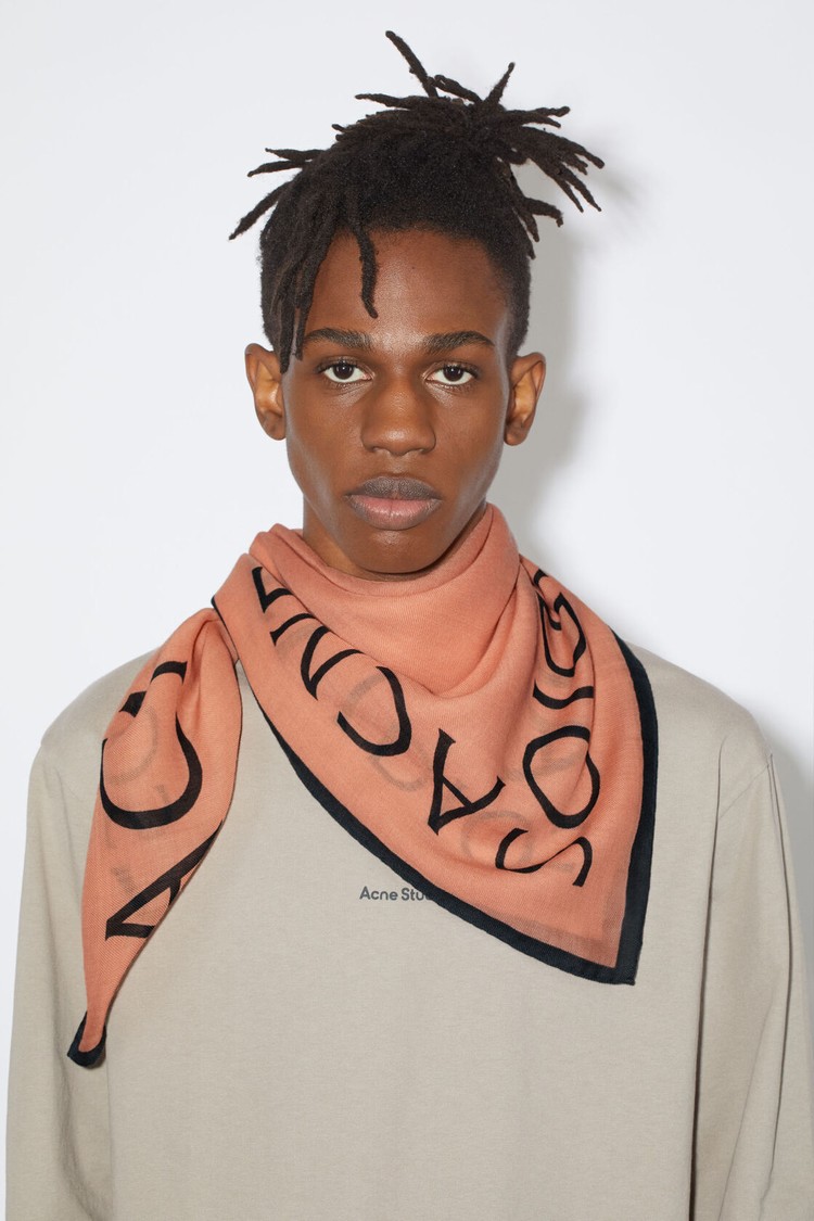 Pink Acne Studios Logo Wool Square Scarf | CXTS-72350