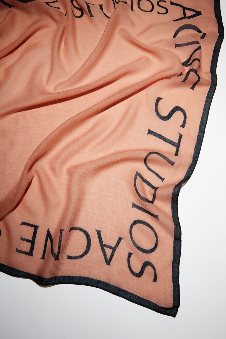 Pink Acne Studios Logo Wool Square Scarf | CXTS-72350