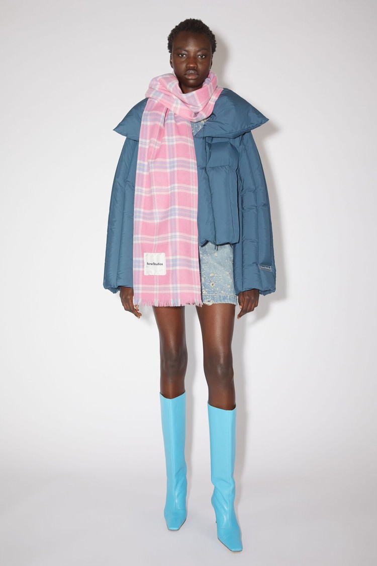 Pink Acne Studios Plaid Cashmere Scarf | LIGW-03978