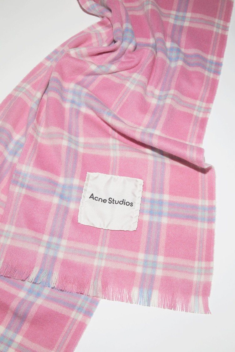 Pink Acne Studios Plaid Cashmere Scarf | LIGW-03978