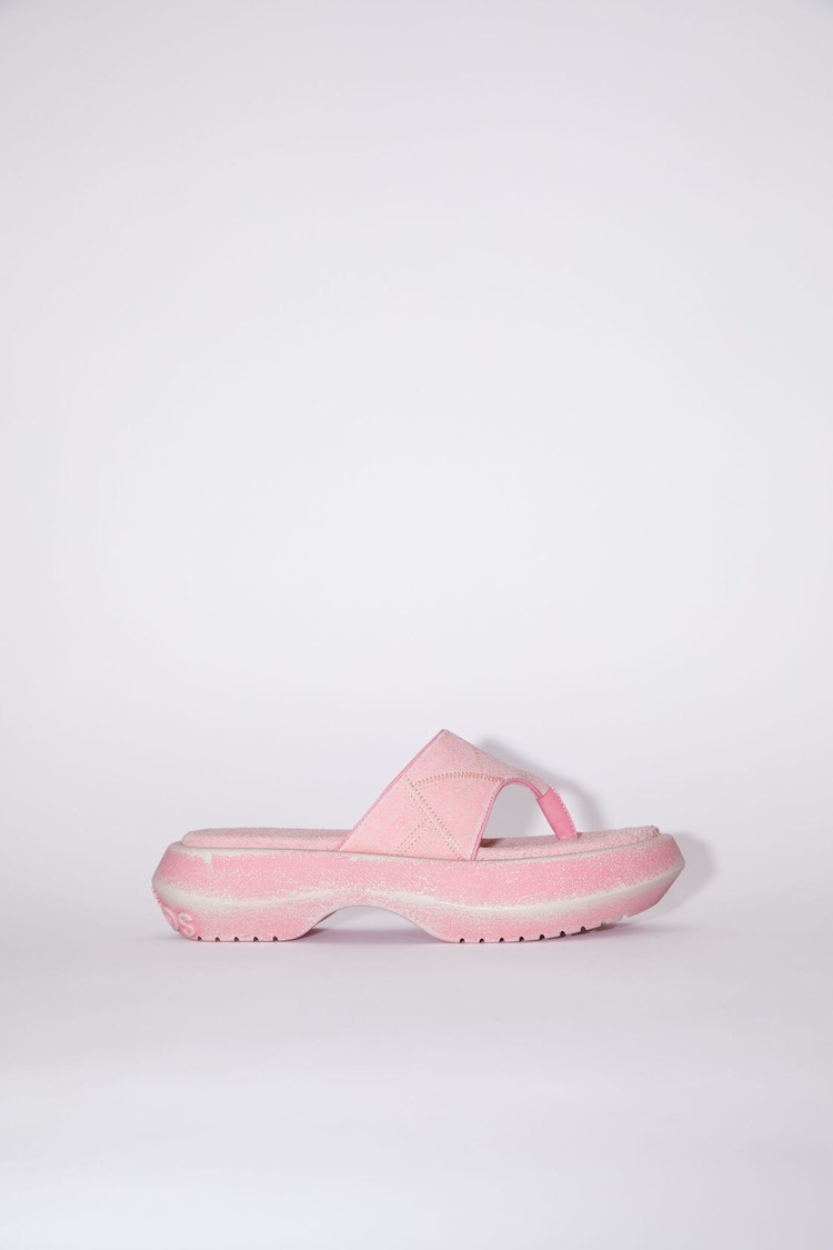 Pink Acne Studios Reversed Leathers Women\'s Sandals | XAUW-21954