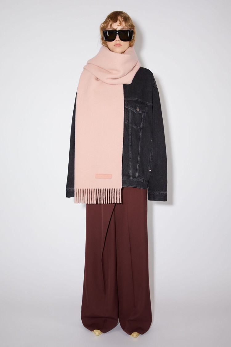 Pink Acne Studios Rich Wool Fringe - Narrow Scarf | BAKG-82450