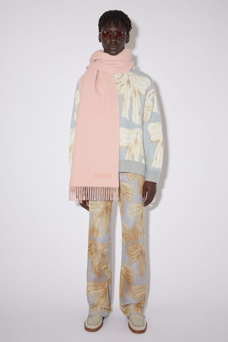 Pink Acne Studios Rich Wool Fringe - Narrow Scarf | BAKG-82450