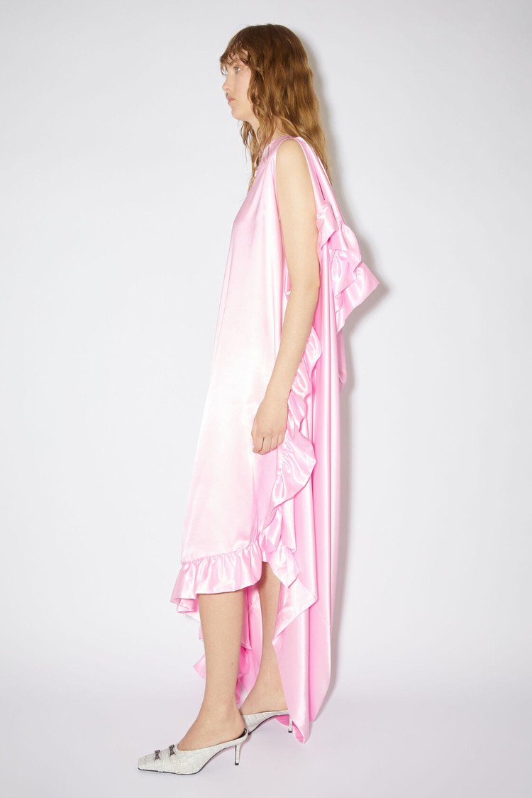 Pink Acne Studios Satin Ruffle Women's Dress | JBOC-03546