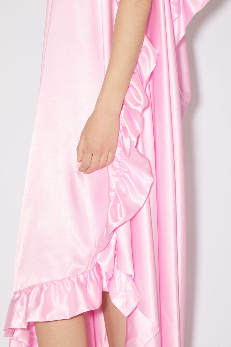 Pink Acne Studios Satin Ruffle Women's Dress | JBOC-03546