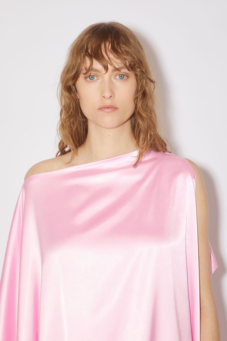 Pink Acne Studios Satin Ruffle Women's Dress | JBOC-03546