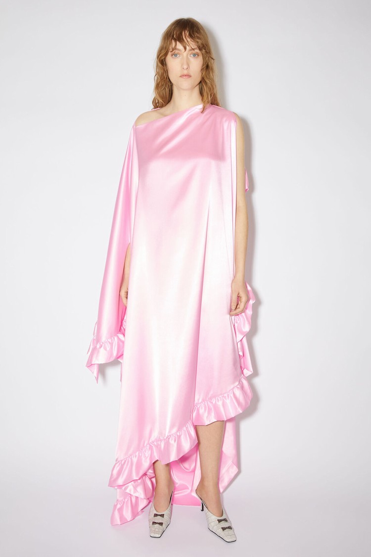 Pink Acne Studios Satin Ruffle Women\'s Dress | JBOC-03546