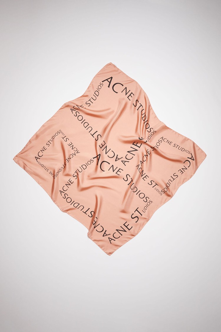 Pink Acne Studios Silk Logo - Medium Scarf | JPZB-39216