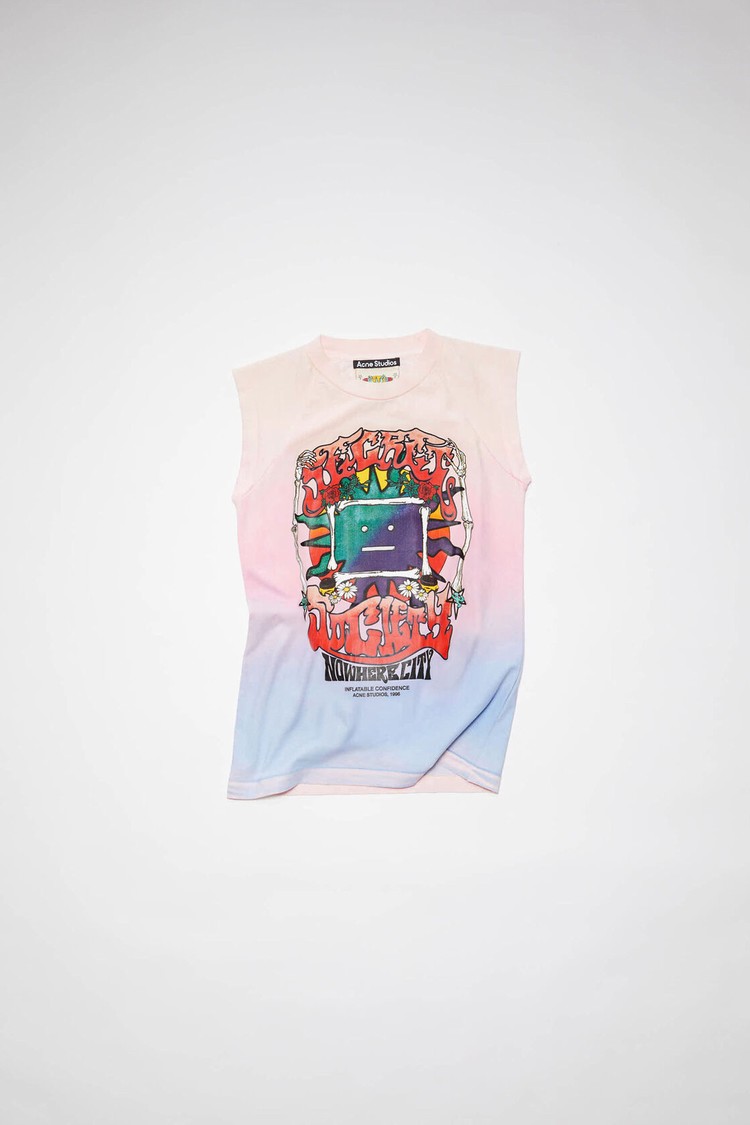 Pink / Blue Acne Studios Screen Print Tank Top Men's T Shirts | NUJQ-32759