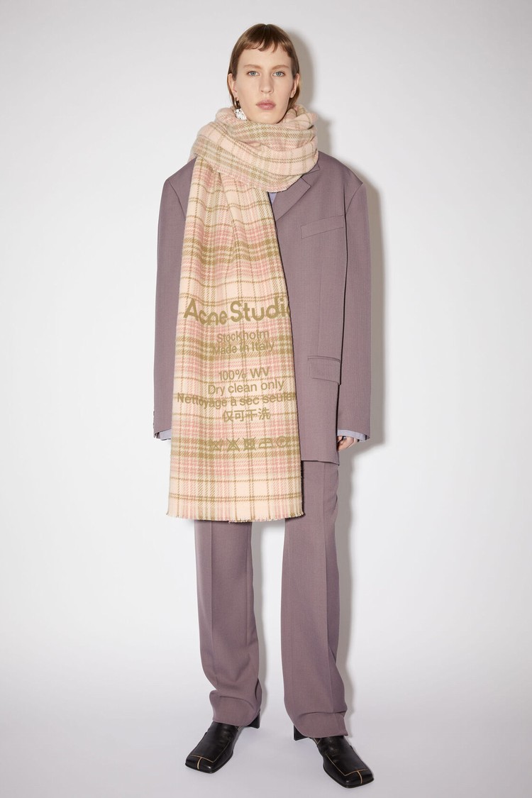 Pink / Khaki / Green Acne Studios Tartan Check Scarf | YPEA-49135