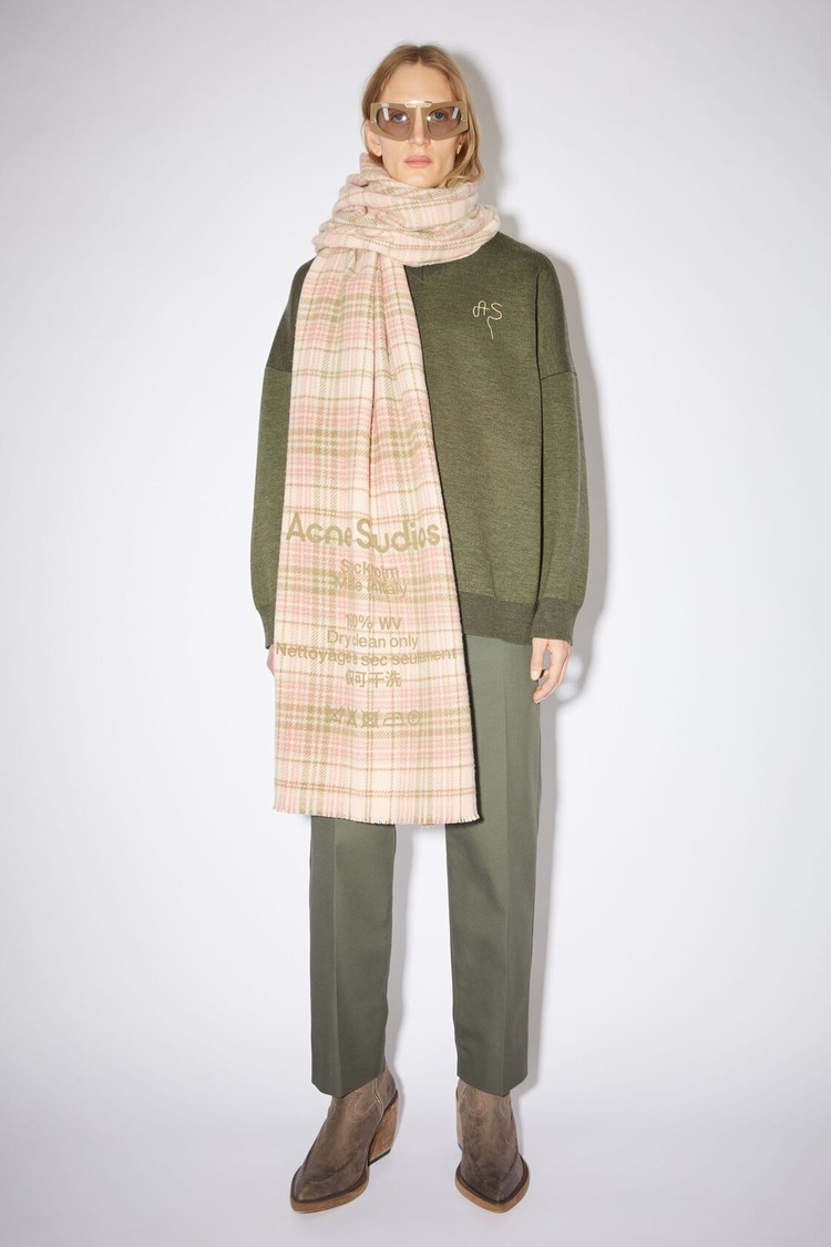 Pink / Khaki / Green Acne Studios Tartan Check Scarf | YPEA-49135