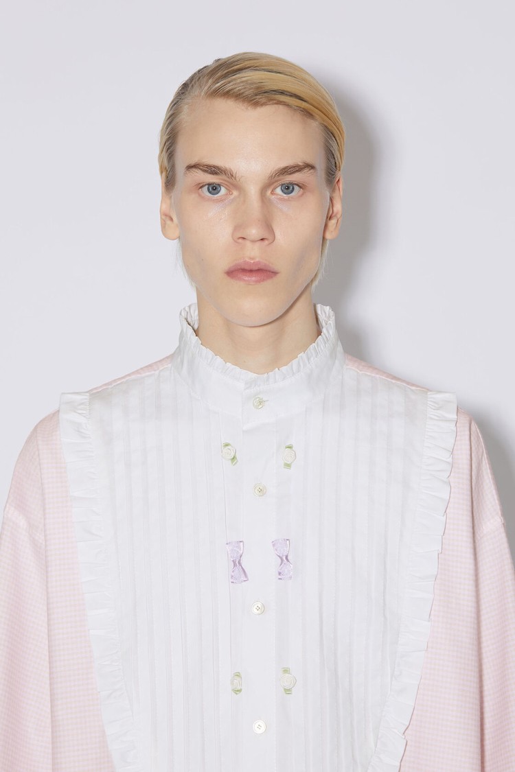 Pink / White Acne Studios Long Button-up Men's Shirts | SGJL-54076