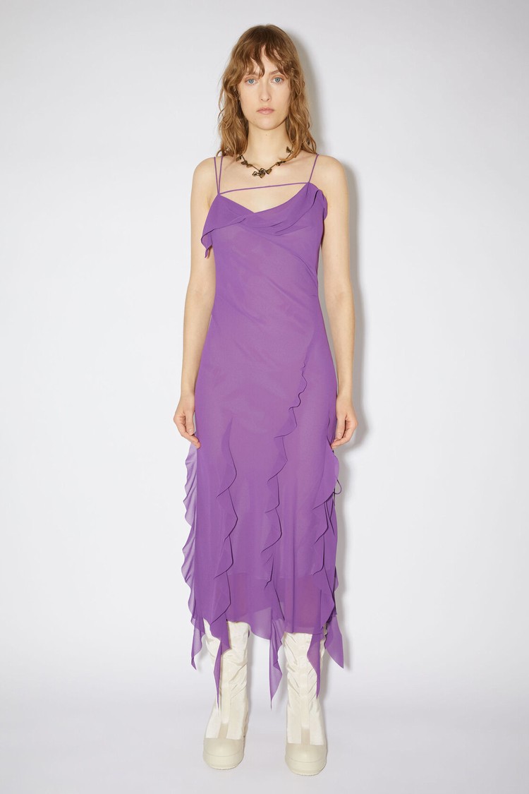 Purple Acne Studios Chiffon Ruffle Women\'s Dress | YVKI-70543