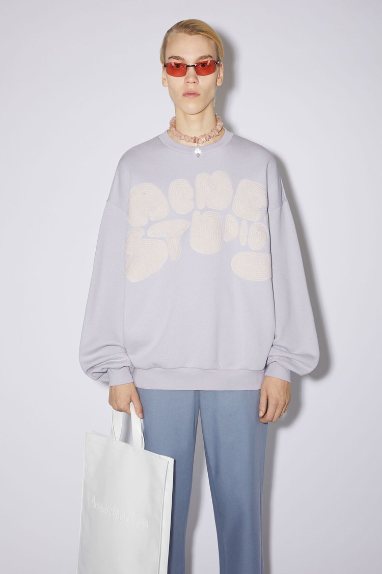 Purple Acne Studios Crew Neck Bubble Logo Men\'s Sweatshirts | VLBC-53618