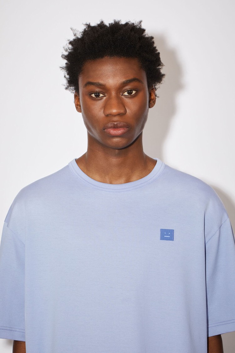 Purple Acne Studios Face Logo Patch Men's T Shirts | SHRX-17645