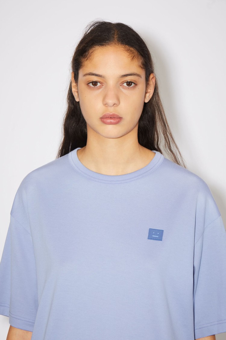 Purple Acne Studios Face Logo Patch Women's T Shirts | YJMC-21580