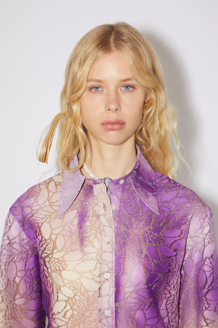 Purple Acne Studios Lace Button-up Women's Shirts | PXNU-16502