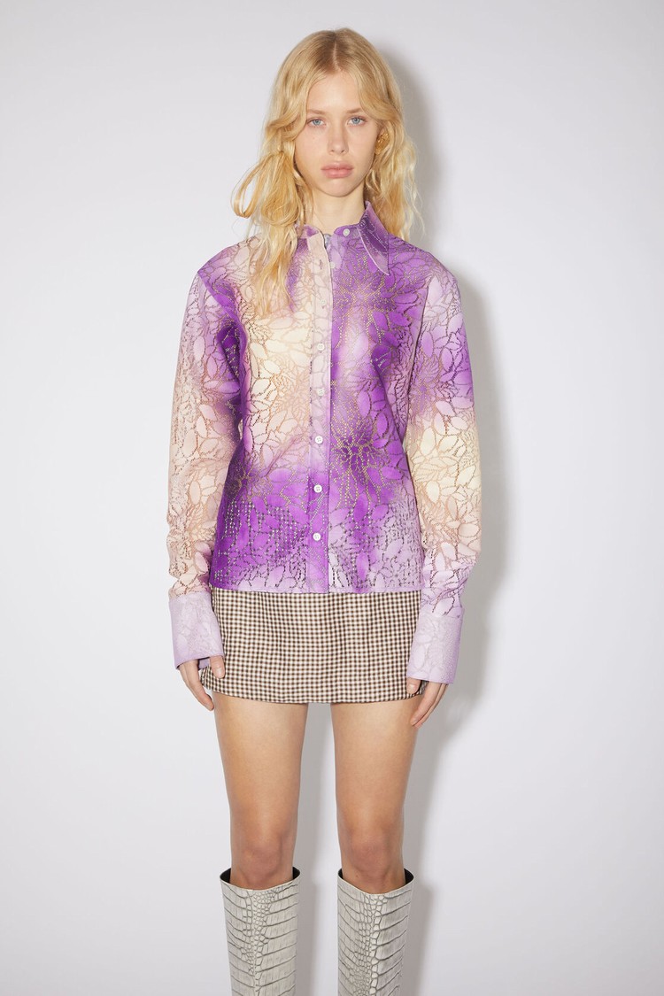 Purple Acne Studios Lace Button-up Women\'s Shirts | PXNU-16502