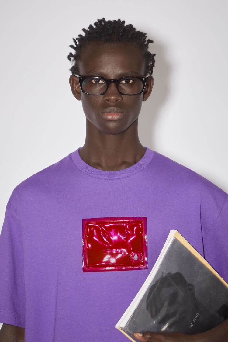 Purple Acne Studios Logo Men's T Shirts | UALW-51842