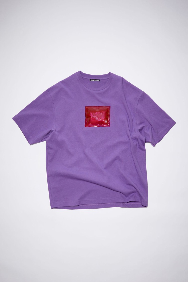 Purple Acne Studios Logo Men's T Shirts | UALW-51842