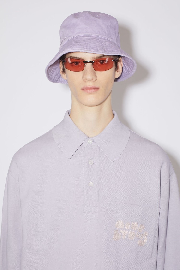 Purple Acne Studios Logo Polo Men's T Shirts | PTBY-79150