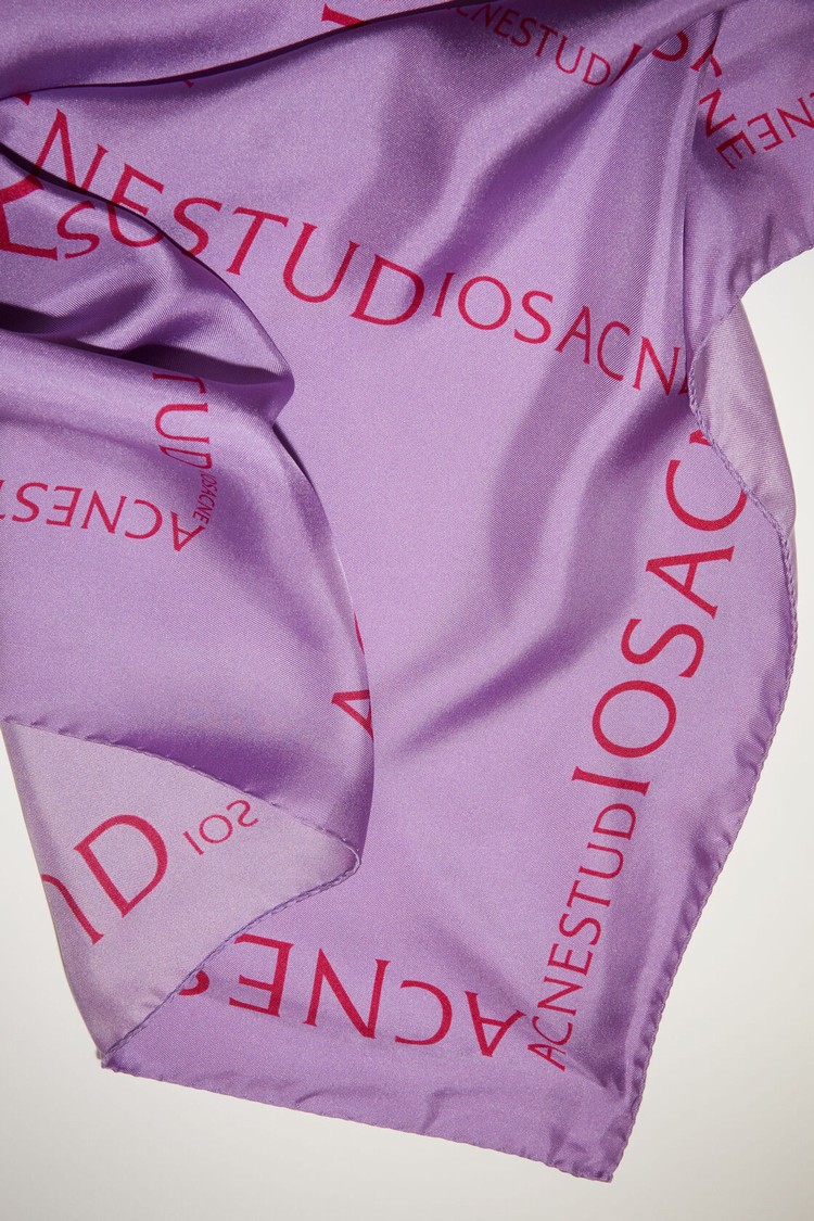 Purple Acne Studios Logo Silk Scarf | NBJY-26730