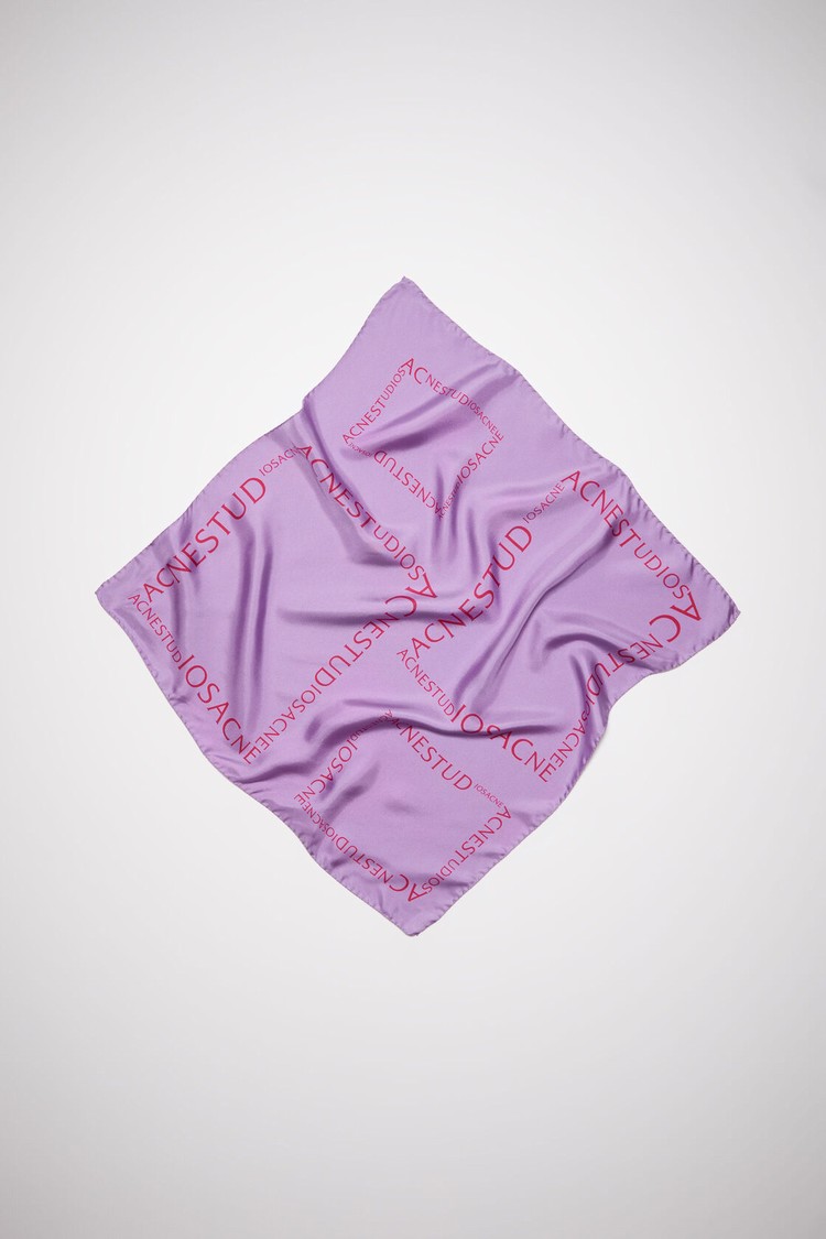 Purple Acne Studios Logo Silk Scarf | NBJY-26730