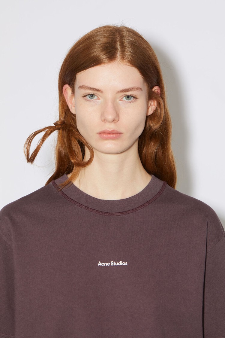 Purple Acne Studios Logo Women's T Shirts | WAZC-36097