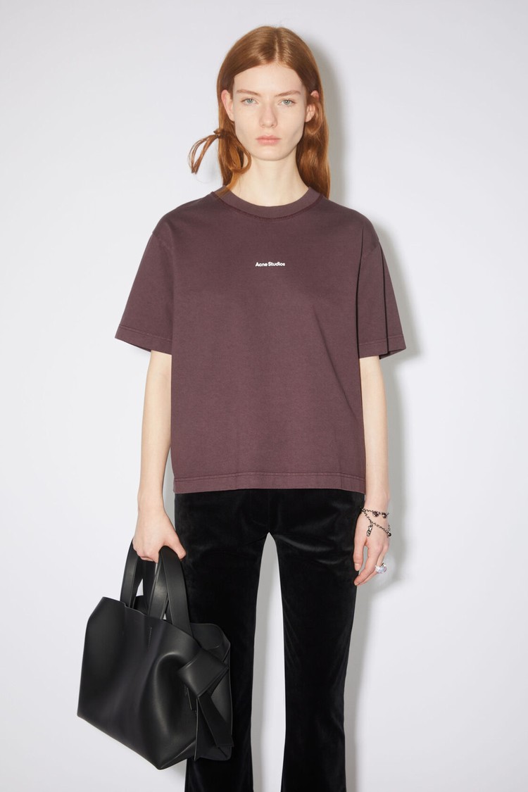 Purple Acne Studios Logo Women\'s T Shirts | WAZC-36097