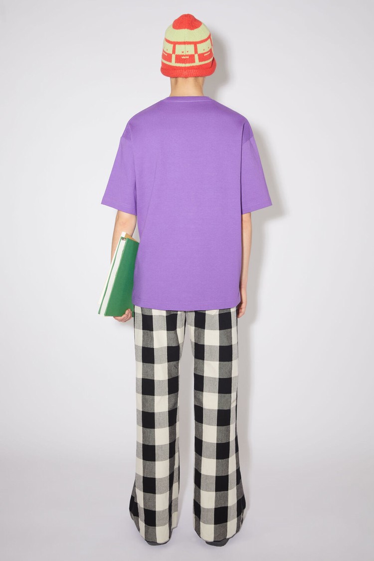 Purple Acne Studios Logo Women's T Shirts | ZXWO-90854