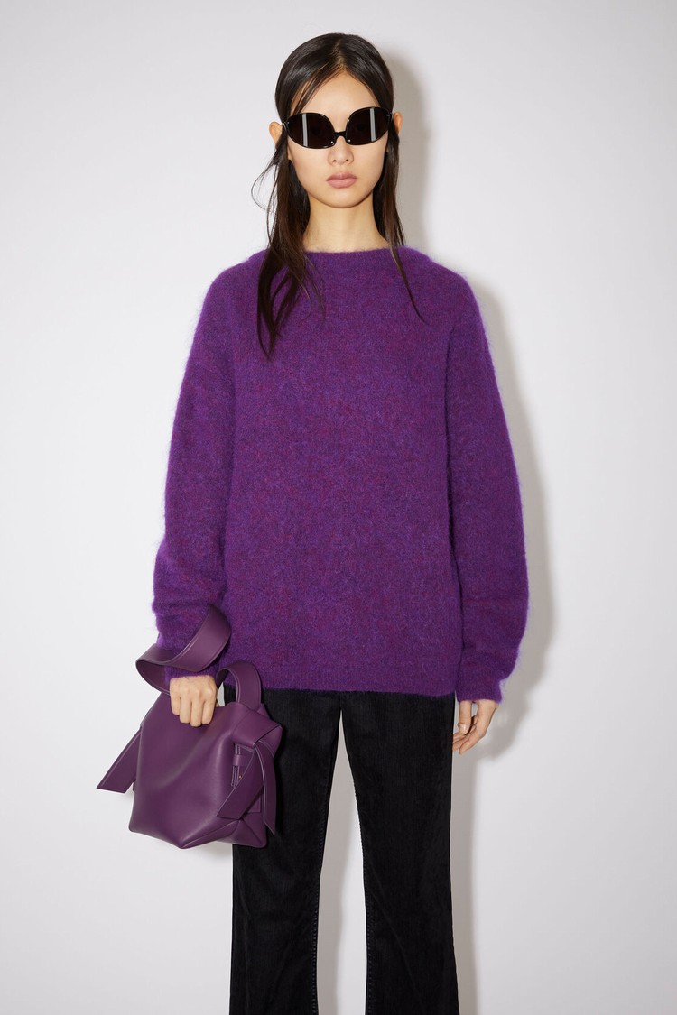 Purple Acne Studios Mohair Wool Crew Neck Jumper Women\'s Knitwear | PVOI-41752