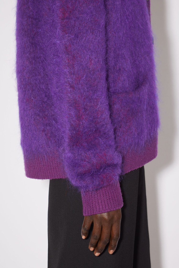 Purple Acne Studios Mohair Wool Fluffy Women's Cardigan | YASE-29137