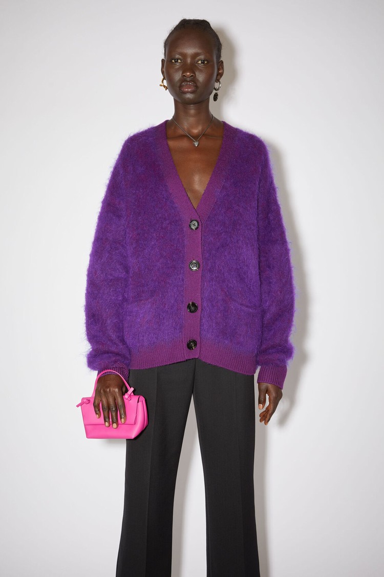 Purple Acne Studios Mohair Wool Fluffy Women\'s Cardigan | YASE-29137