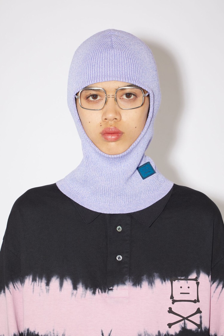 Purple Acne Studios Ribbed Knit Balaclava Beanie | EDXU-37956