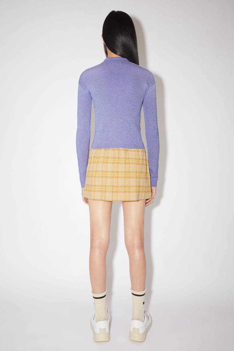 Purple Acne Studios Ribbed Knit Polo Women's Cardigan | NDJS-21486