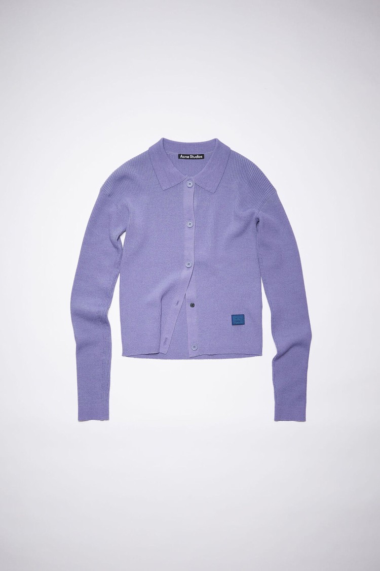 Purple Acne Studios Ribbed Knit Polo Women's Cardigan | NDJS-21486