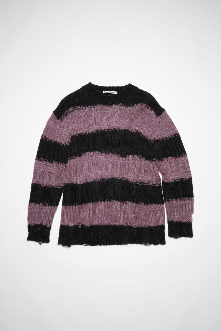 Purple / Black Acne Studios Distressed Crew Neck Jumper Women's Knitwear | SUTV-48603